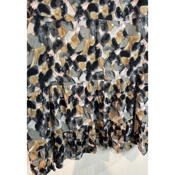 LOGO By Lori Goldstein Multi-Color Abstract Print Tiered Rayon Dress Womens M - Picture 7 of 13